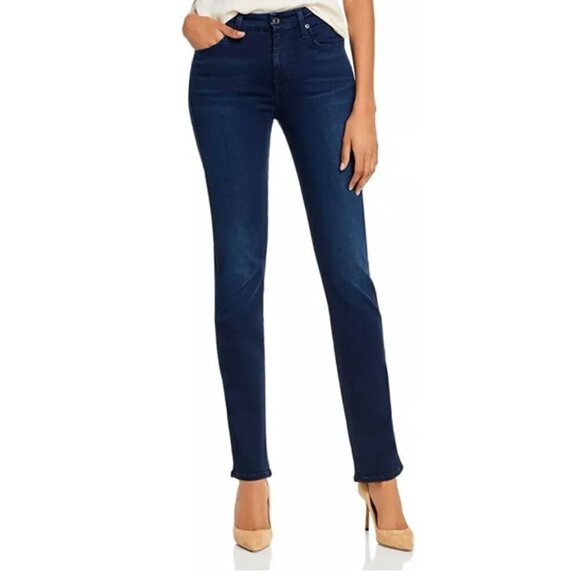 7 For All Mankind Women's Straight Leg Jeans - Indigo - Picture 1 of 13